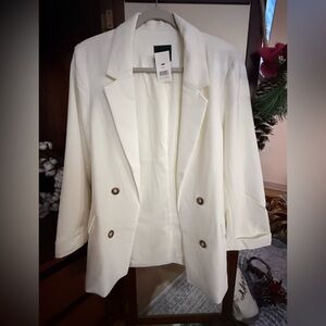 Love Tree Cream Double-Breasted Blazer